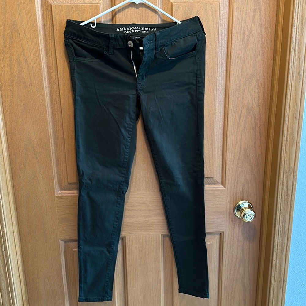 AEO jeggings in dark olive